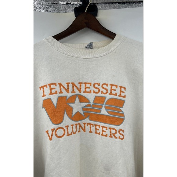Soffe Heavy Sweats Tennessee Volunteers Sweatshirt Unisex XXL White Orange FLAWS - Picture 2 of 11